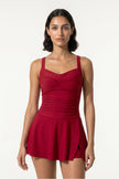 Red FJØRNA tankini co-ord two-piece dress set for women, stylish beach summer dress with a chic, comfortable design.