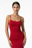 FJØRNA women's sleeveless red bodycon maxi dress for summer, featuring a fitted design and stylish business-appropriate look.