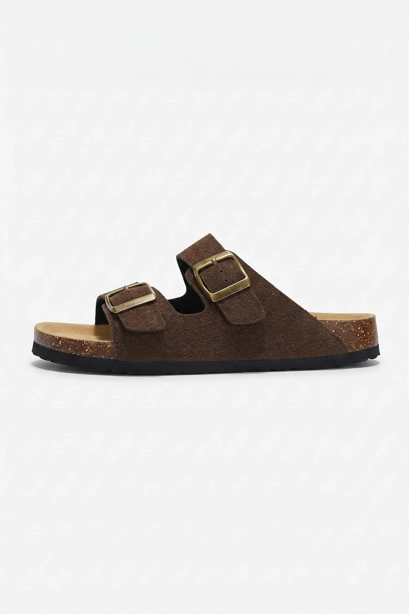 FJØRNA men's adjustable slip-on casual summer sandals with open-toe design, lightweight indoor and outdoor footwear.