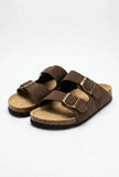 FJØRNA men's adjustable casual slip-on summer sandals with open toe design and cushioned footbed for indoor and outdoor wear.
