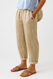 FJØRNA lightweight summer women's trousers with straight leg fit, breathable fabric, and front pockets, ideal for warm weather.