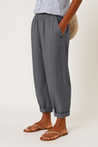 FJØRNA lightweight summer women's trousers with straight leg design, breathable fabric, and front pockets for casual comfort.
