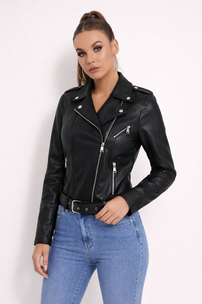 Makayla | Faux Leather Moto Jacket for Women