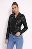 Faux Leather Biker Jacket Women Slim Fit Pockets