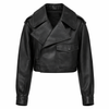 Cropped Jacket Women Wide Lapel Short Waist Length