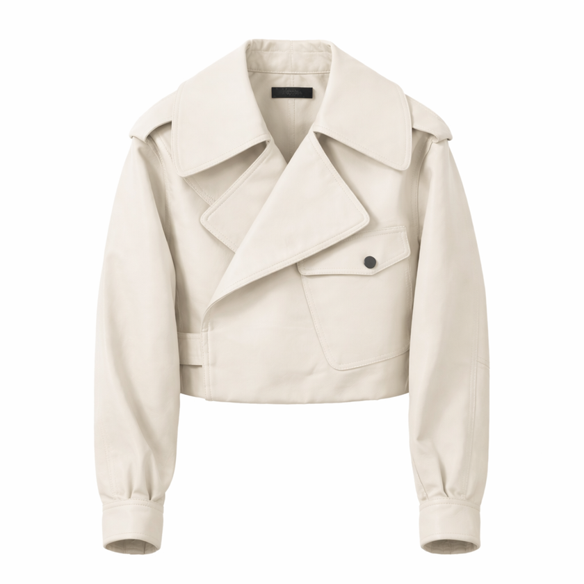 Cropped Jacket Women Wide Lapel Short Waist Length