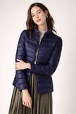 Quilted Jacket Women Slim Fit Zip Front Cropped Winter