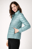 Quilted Jacket Women Slim Fit Zip Front Cropped Winter