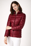 Quilted Jacket Women Slim Fit Zip Front Cropped Winter