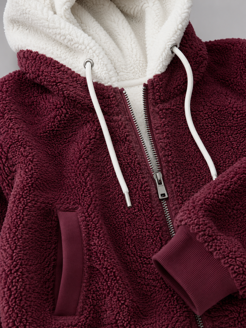 Sherpa-Lined | Women's Sherpa Lined Hooded Puffer Jacket with Oversized Zip-Up Lightweight