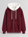 Sherpa-Lined | Women's Sherpa Lined Hooded Puffer Jacket with Oversized Zip-Up Lightweight