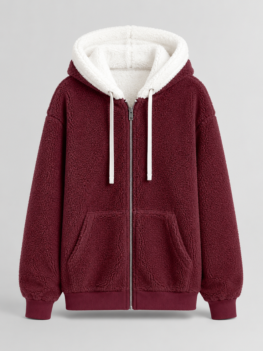 Sherpa-Lined | Women's Sherpa Lined Hooded Puffer Jacket with Oversized Zip-Up Lightweight