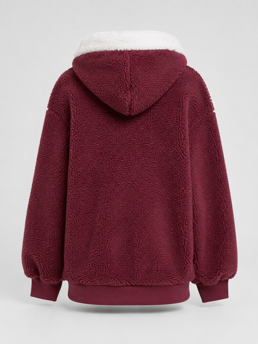 Sherpa-Lined | Women's Sherpa Lined Hooded Puffer Jacket with Oversized Zip-Up Lightweight