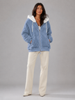 Sherpa-Lined | Women's Sherpa Lined Hooded Puffer Jacket with Oversized Zip-Up Lightweight
