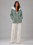 Sherpa-Lined | Women's Sherpa Lined Hooded Puffer Jacket with Oversized Zip-Up Lightweight