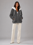Sherpa-Lined | Women's Sherpa Lined Hooded Puffer Jacket with Oversized Zip-Up Lightweight