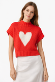 Sleeveless Heart Knit Sweater Women Relaxed Fit