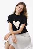 Sleeveless Heart Knit Sweater Women Relaxed Fit