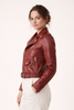 Faux Leather Biker Jacket Women Slim Fit Belted