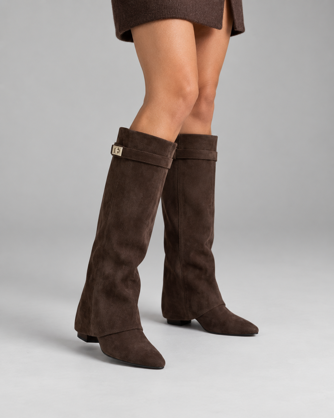 Wide Calf Knee-High Boots with Block Heel, Cushioned Footbed and Side Zip for Women