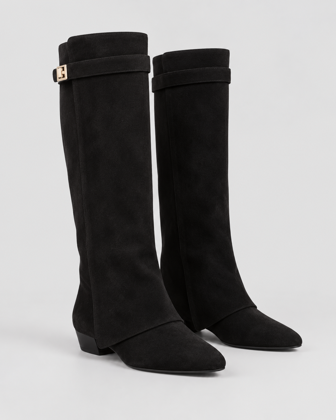 Wide Calf Knee-High Boots with Block Heel, Cushioned Footbed and Side Zip for Women