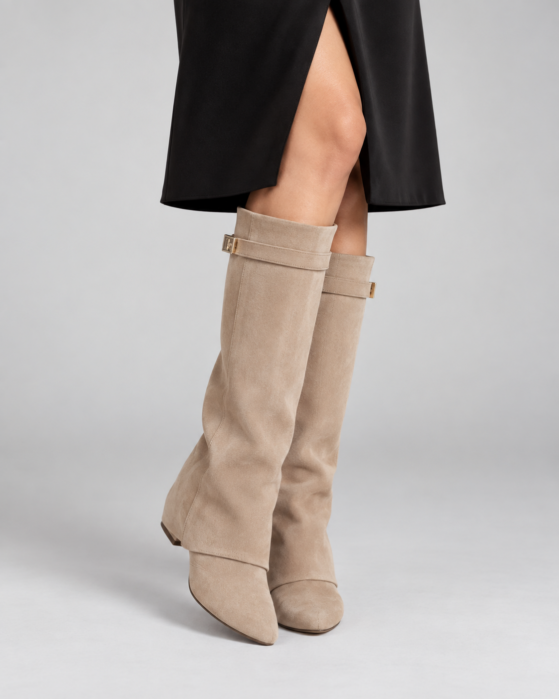 Wide Calf Knee-High Boots with Block Heel, Cushioned Footbed and Side Zip for Women