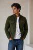 Suede Jacket Men Button Front Chest Pockets Stand Collar