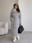 Long Padded Coat Women Relaxed Fit with Wide Collar