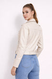 Faux Leather Jacket Women Side Zip Relaxed Fit