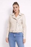 Faux Leather Jacket Women Side Zip Relaxed Fit