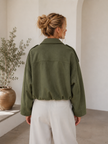 Jacket Women Relaxed Fit Zip-Up Dropped Shoulder Classic Collar