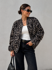 Leopard Print Jacket Women Relaxed Fit with Front Zip