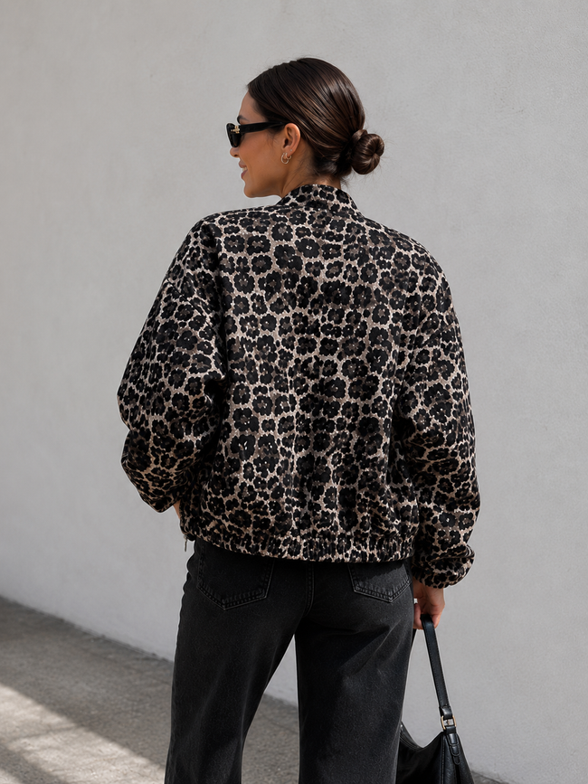 Jenna | Leopard Print Zip-Up Jacket for Women