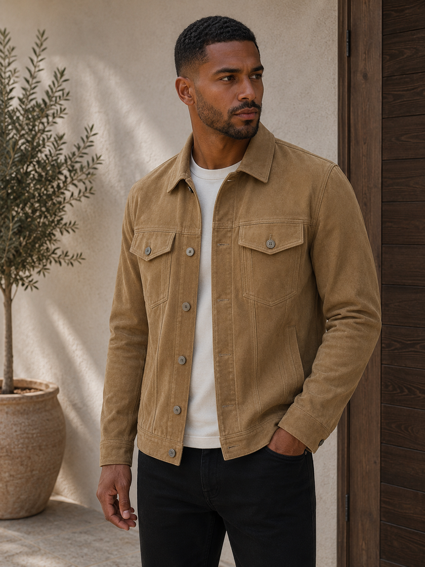 Utility Jacket Men Button Front Chest Pockets Regular Fit
