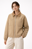 Lightweight Jacket Women Zip Front Pockets Straight Fit