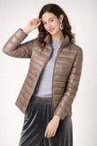 Quilted Jacket Women Slim Fit Zip Front Cropped Winter