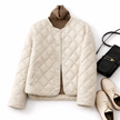 Quilted Jacket Women Snap Button Round Neck Lightweight