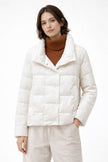 Quilted Jacket Women High Collar Button Front Cropped