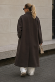 Wool Blend Coat Women Long Double Breasted with Lapel Collar