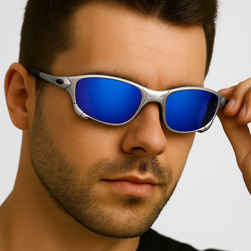 FJØRNA men's polarized sunglasses with UV400 protection, lightweight design, featuring sleek black frames and dark tinted lenses.