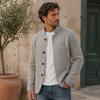 Knit Jacket Men Button Front Stand Collar Regular Fit