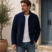 Knit Jacket Men Button Front Stand Collar Regular Fit