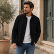 Knit Jacket Men Button Front Stand Collar Regular Fit