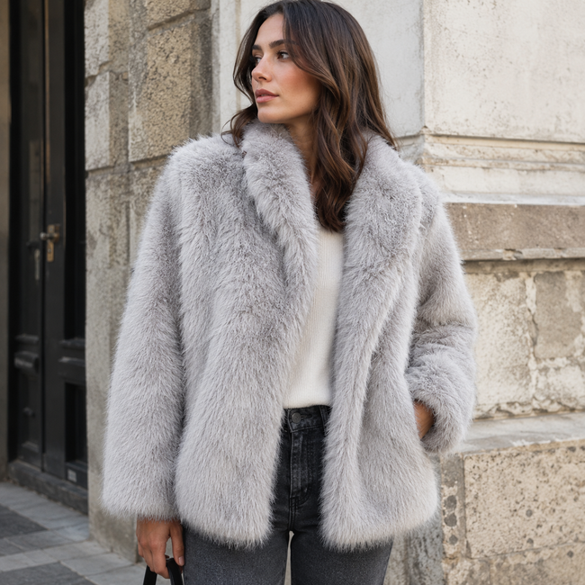 Cassidy | Glamorous Faux Fur Coat for Women