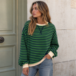 Sweatshirt Women Striped Oversized with Contrast Details