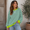 Sweatshirt Women Striped Oversized with Contrast Details