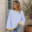 Sweatshirt Women Striped Oversized with Contrast Details