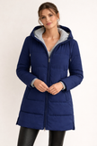 Padded Jacket Women Hooded Lightweight Zip Front Mid-Length