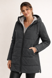 Padded Jacket Women Hooded Lightweight Zip Front Mid-Length