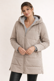 Padded Jacket Women Hooded Lightweight Zip Front Mid-Length